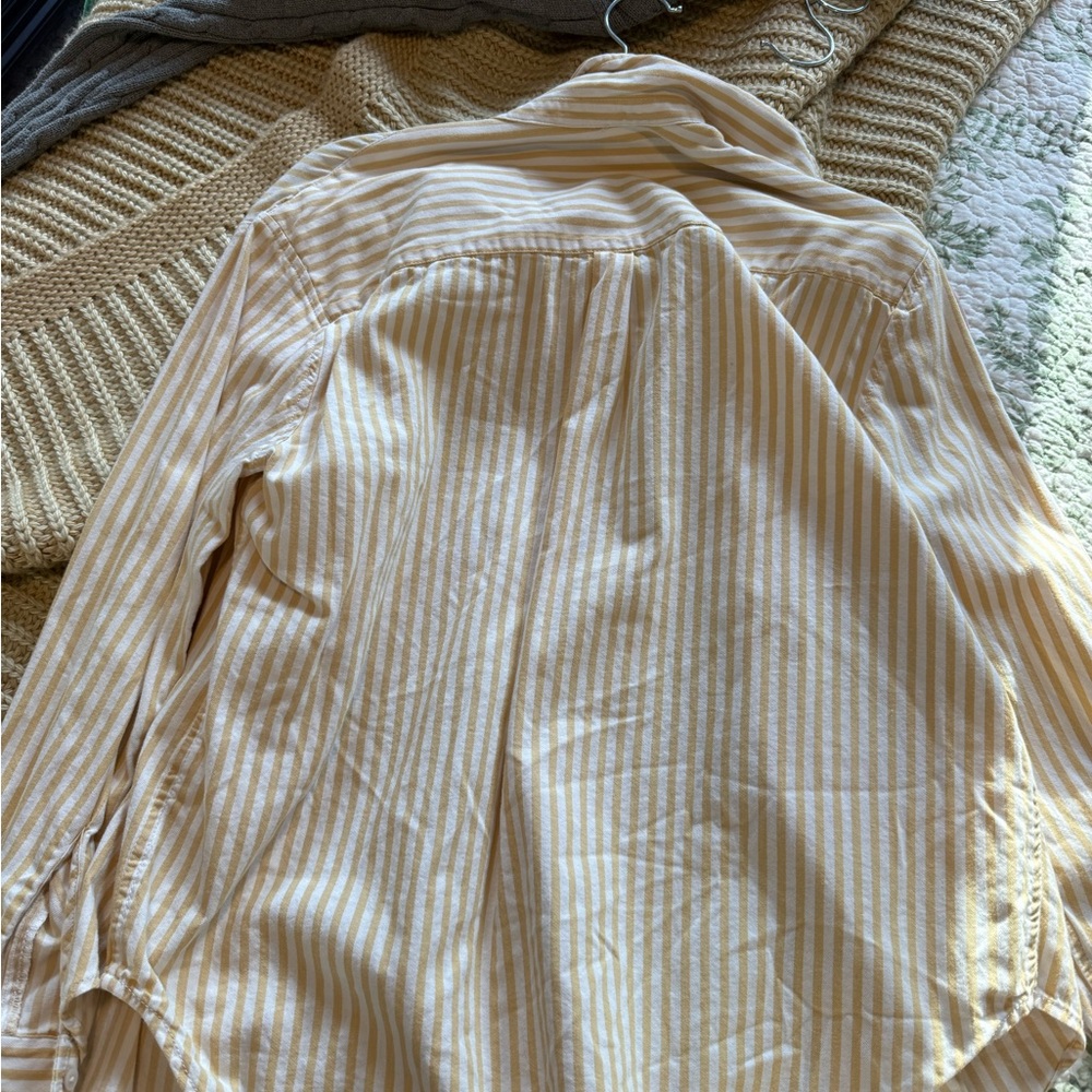 Aerie Yellow and White Striped Shirt